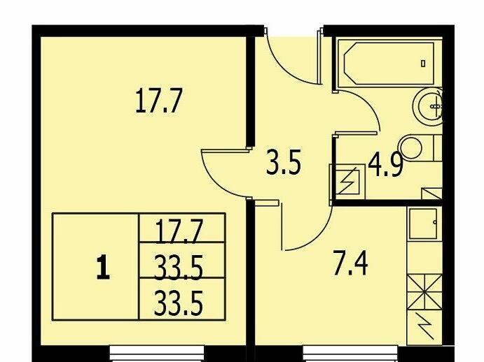 Квадратные метры санкт петербург. Квартира общей площадью 33 м2.