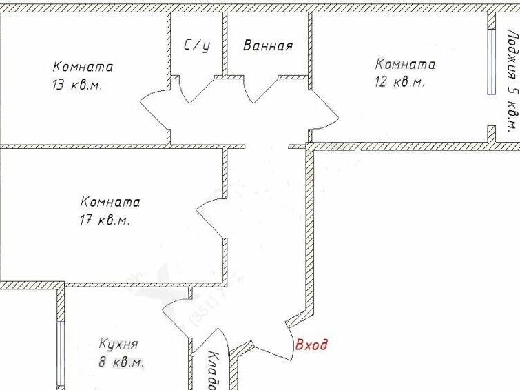 План квартиры 121 серии 3 комнатной квартиры