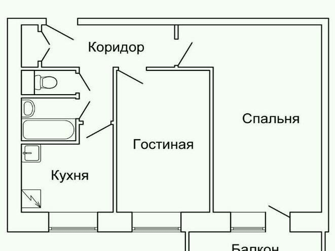 Схема 2 комнатной квартиры